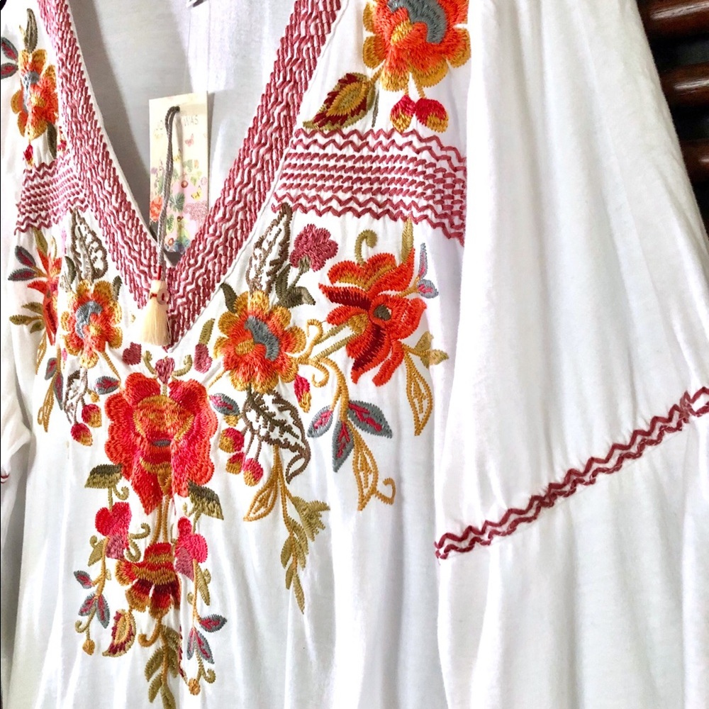 XL Johnny Was Embroidered Swing Blouse Top V-Neck - Picture 6 of 7